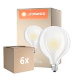 Confezione Multipack 6x Ledvance Classic LED E27 Globe Filamento Ghiaccio 11W 1521lm - 827 Bianco Molto Caldo | Sostitua 100W