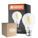 Confezione Multipack 10x Ledvance Classic Performance LED Bulbo B22d Pera Filamento Chiara 4W 470lm - 827 Bianco Molto Caldo | Sostitutiva 40W